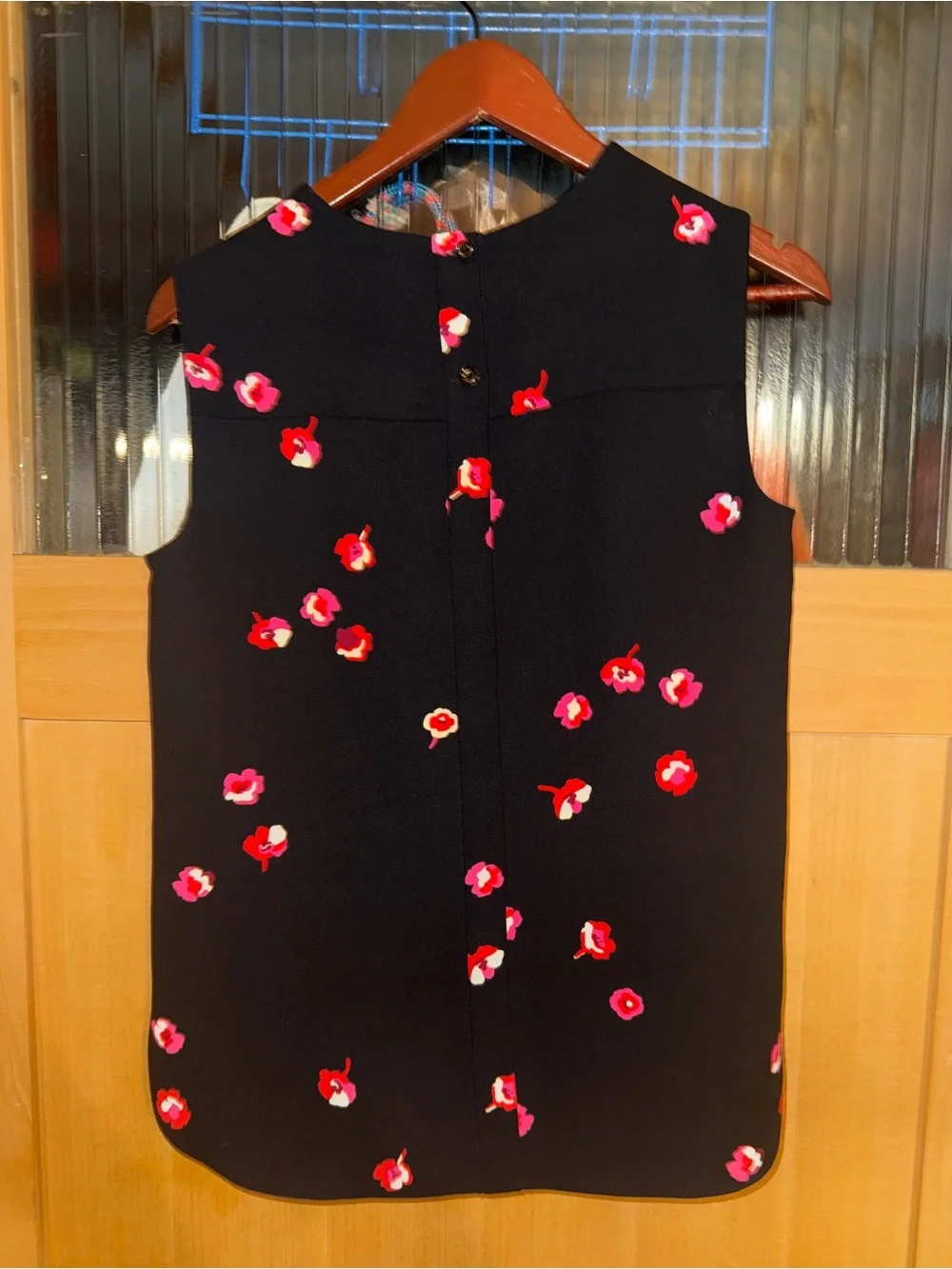 Kate Spade Size 2 Floral Do Wonders Tank Top Black Pink Sleeveless Hi-Lo Hem